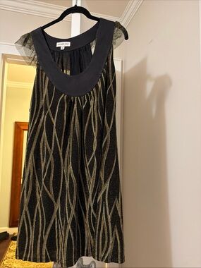 Christopher Deane  Black & Gold Metallic Sleeveless mini dress size S
